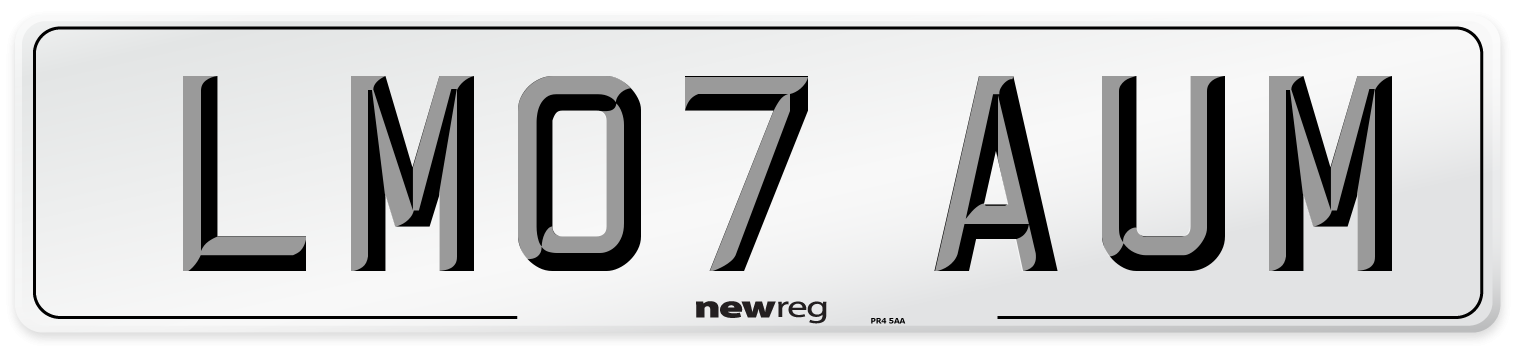 LM07 AUM Number Plate from New Reg